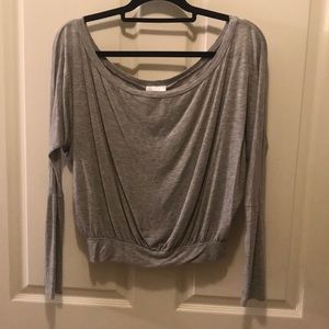 Light Gray Dolman Sleeve Crop Top